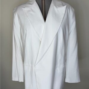 NWT Worthington Blazer Womens 2X White Belted Open Front Notch Collar Jacket